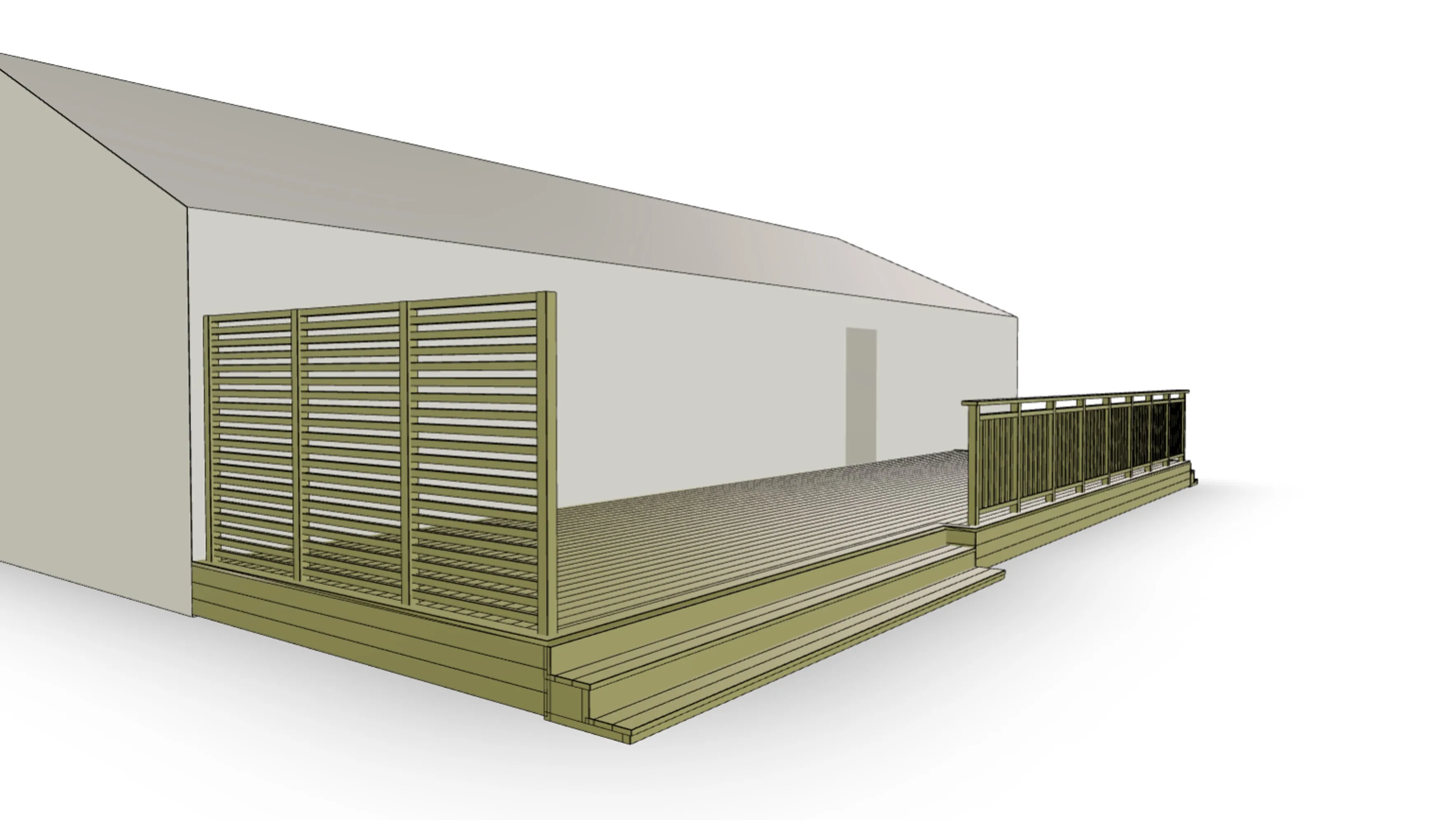 Niklas altan designad i Altanplaneraren — vy med insynsskydd och räcke