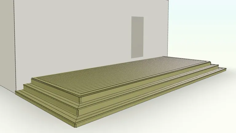 Stefans altan i Altanplaneraren — närbild på trappsteg