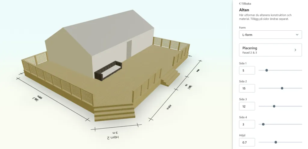 Bild på Altanplanerarens användargränssnitt: ett enkelt men kraftfullt 3D-verktyg som inte kräver några förkunskaper.