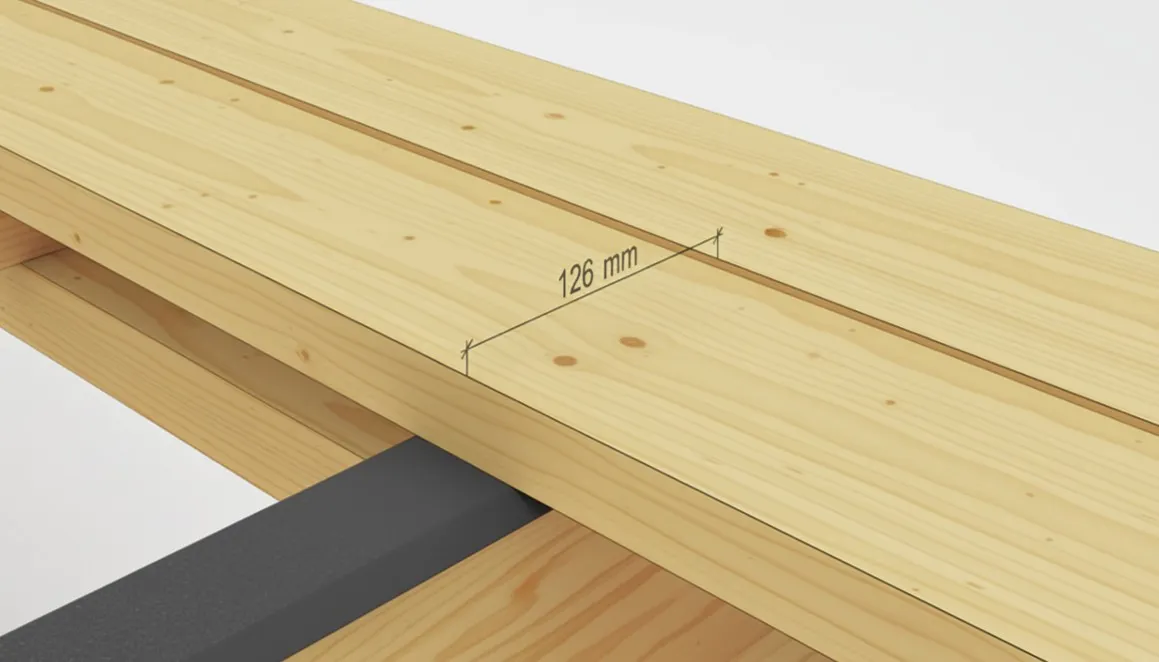 Trallbrädor lagda med kant-till-kant-mått ger raka, parallella rader och uniforma mellanrum.