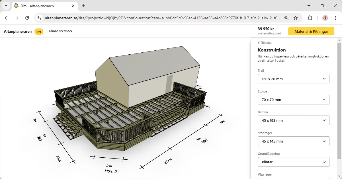 Exempel på Altanplaneraren Pro