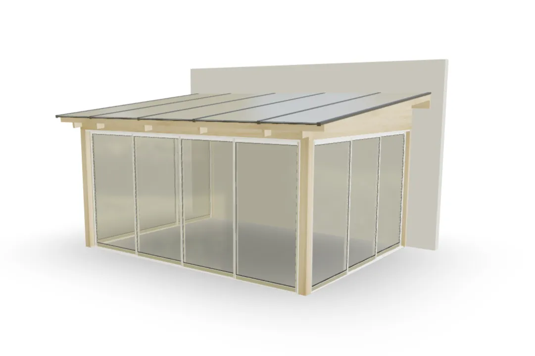 Litet oisolerat sommaruterum med pulpettak, 14.4 m²