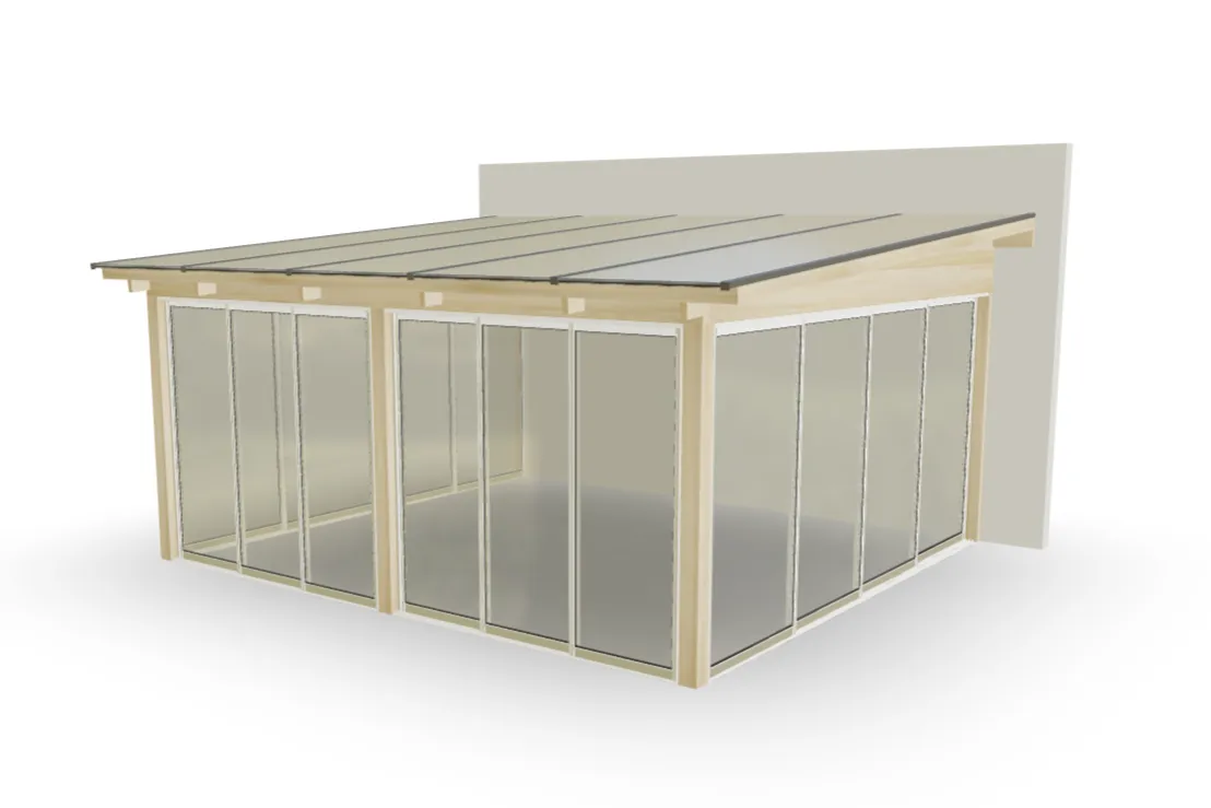 Mellanstort oisolerat sommaruterum med pulpettak, 20.6 m²