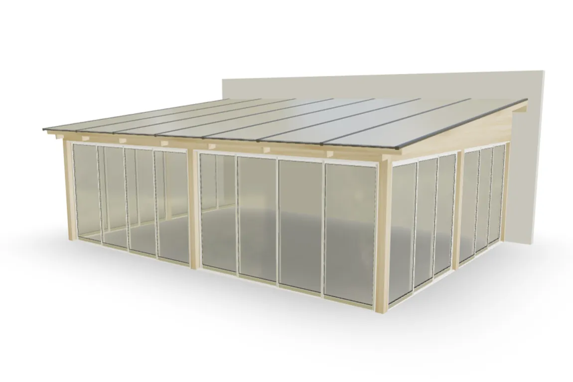 Stort oisolerat sommaruterum med pulpettak, 35.9 m²