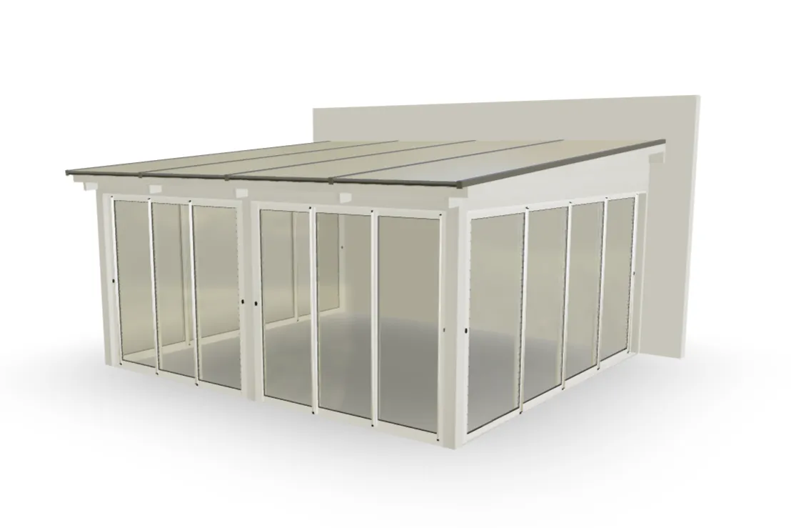 Mellanstort uterum med vår- och höstsystem och pulpettak, 20.6 m²