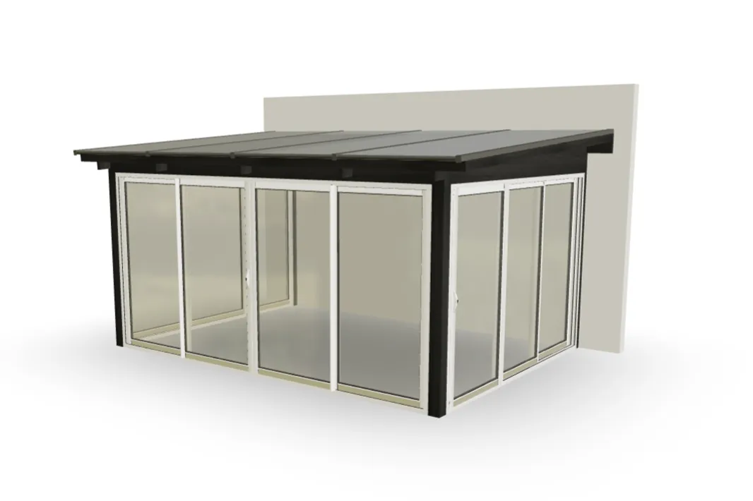 Litet uterum med vinterpartier och pulpettak, 14.9 m²