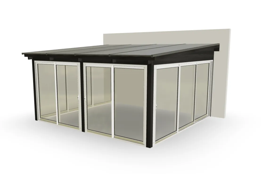 Mellanstort uterum med vinterpartier och pulpettak, 20.4 m²