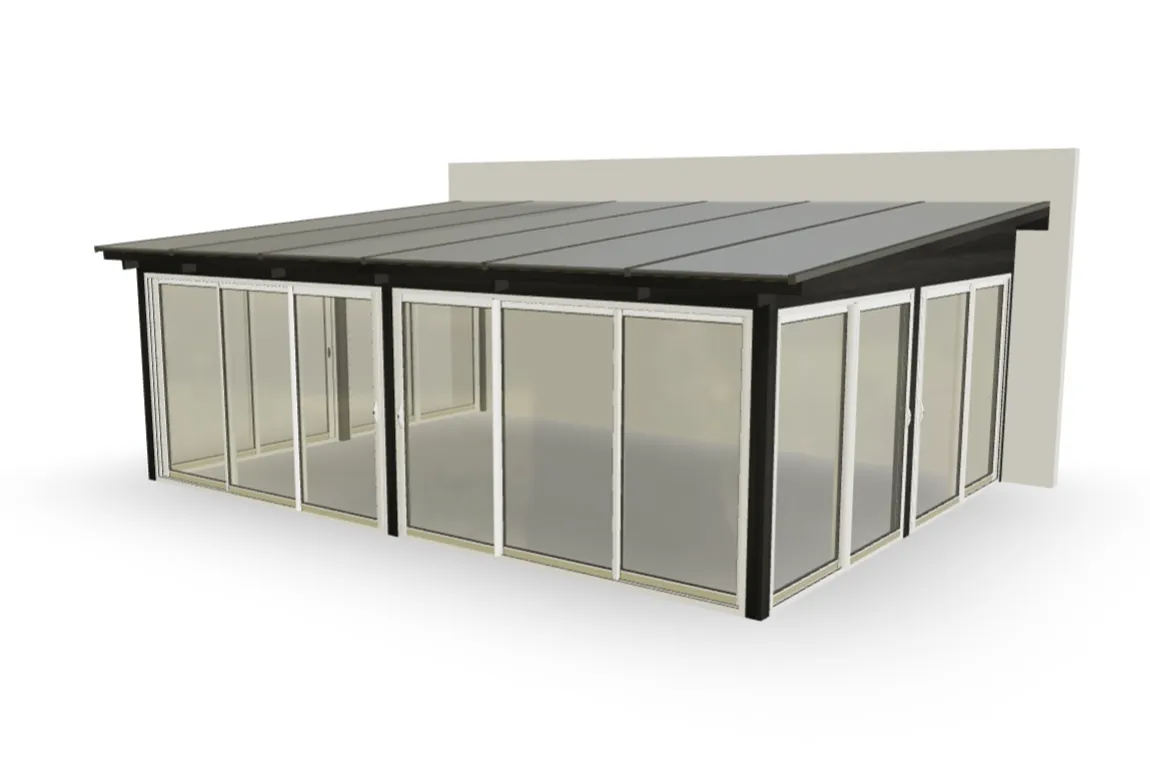 Stort uterum med vinterpartier och pulpettak, 35.5 m²